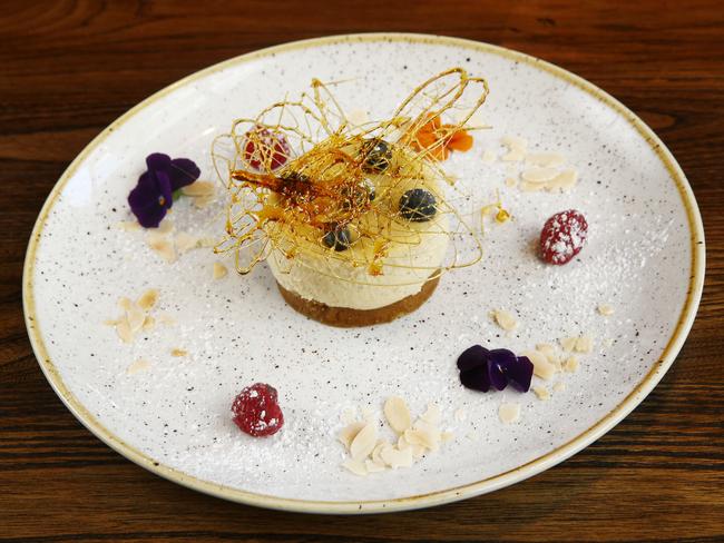 Baked marscarpone cheesecake at Bar Machiavelli in Darlinghurst. Picture: John Appleyard