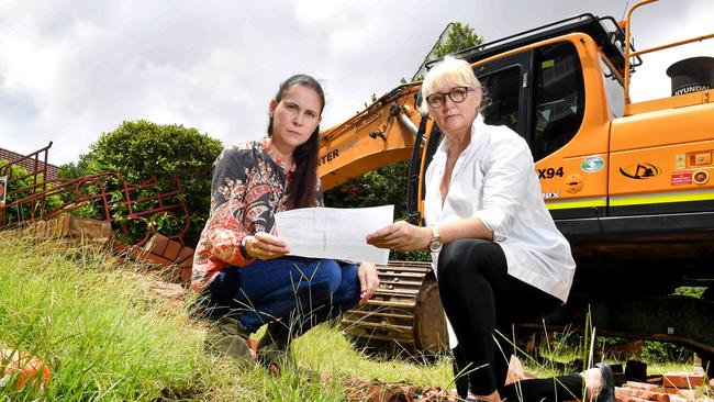 Freya Robertson and Ann Kingston-Kerr outside Linden Lea just before it was demolished.