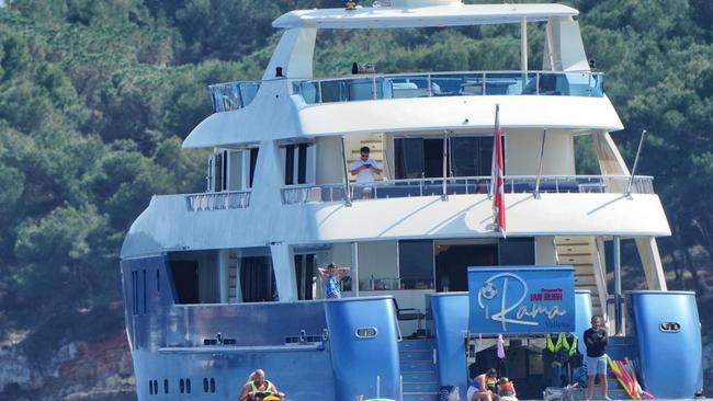 Tyson Fury in the marina with his £18,000-a-night superyacht. Picture: Splash News