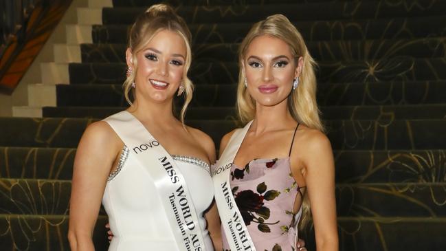 Cleo Pedley and Tirah Ciampa at the Miss World Australia finals on the Gold Coast. Picture: Zac Smith/Mr Smith Photography