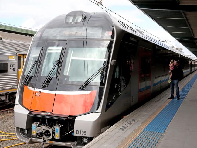 SYDNEY, AUSTRALIA - NewsWire Photos APRIL 1, 2021: Exterior of the new Mariyung train that is part of  the new intercity fleet train, Central station.Picture: NCA NewsWire / Damian Shaw