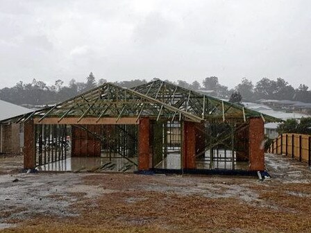 A home left unfinished after the collapse of Stirling Homes Qld. Picture: Scott Kovacevic