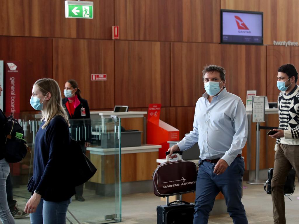 The first plane from NSW lands at Adelaide Airport on September 24 after border restrictions lift. Picture: NCA NewsWire / Kelly Barnes