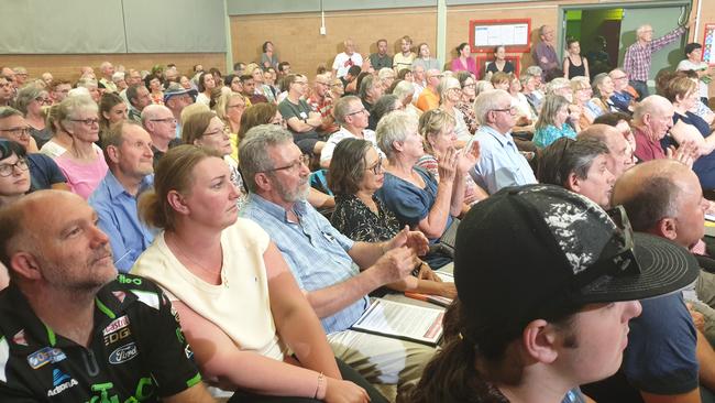 Blue Mountains residents gathered in Lawson on Tuesday night to find out more about how firefighters are readying the area against the lethal Green Wattle Creek fire. Picture: Isabell Petrinic