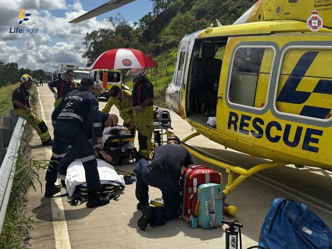 The scene of a serious crash in Deep Creek. Photo: LifeFlight