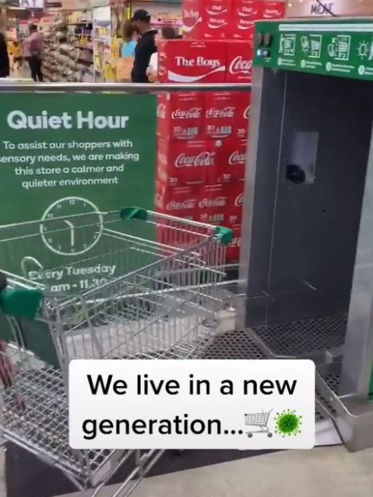 Woolworths launches a 'car wash' trolley disinfector in Sydney to disinfect  in seconds