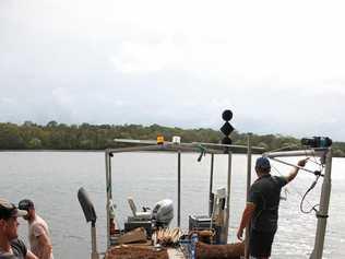 WORK: University of the Sunshine Coast researchers install oyster reefs in the Noosa River. Picture: University of the Sunshine Coast