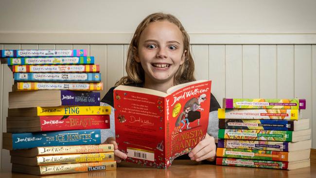 Natalie Morgan, 11, is also a bookworm who loves to read funny stories, including books by David Walliams and the Treehouse series by Andy Griffiths and Terry Denton. Picture: Jake Nowakowski