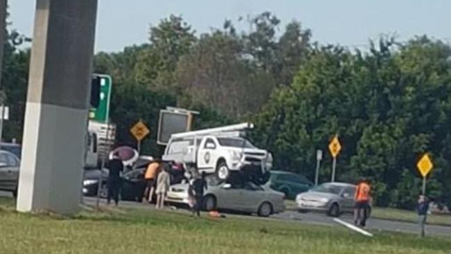 The crash at Caboolture this morning. Picture: Emma Louise Williams/Twitter