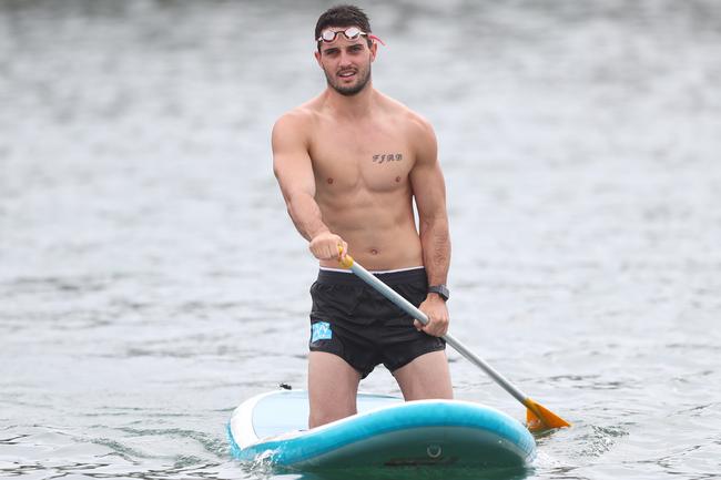 GOLD COAST, AUSTRALIA - JANUARY 23: Brayden Fiorini during a Gold Coast Suns AFL training session at Palm Beach Parklands on January 23, 2020 in Gold Coast, Australia. (Photo by Chris Hyde/Getty Images)