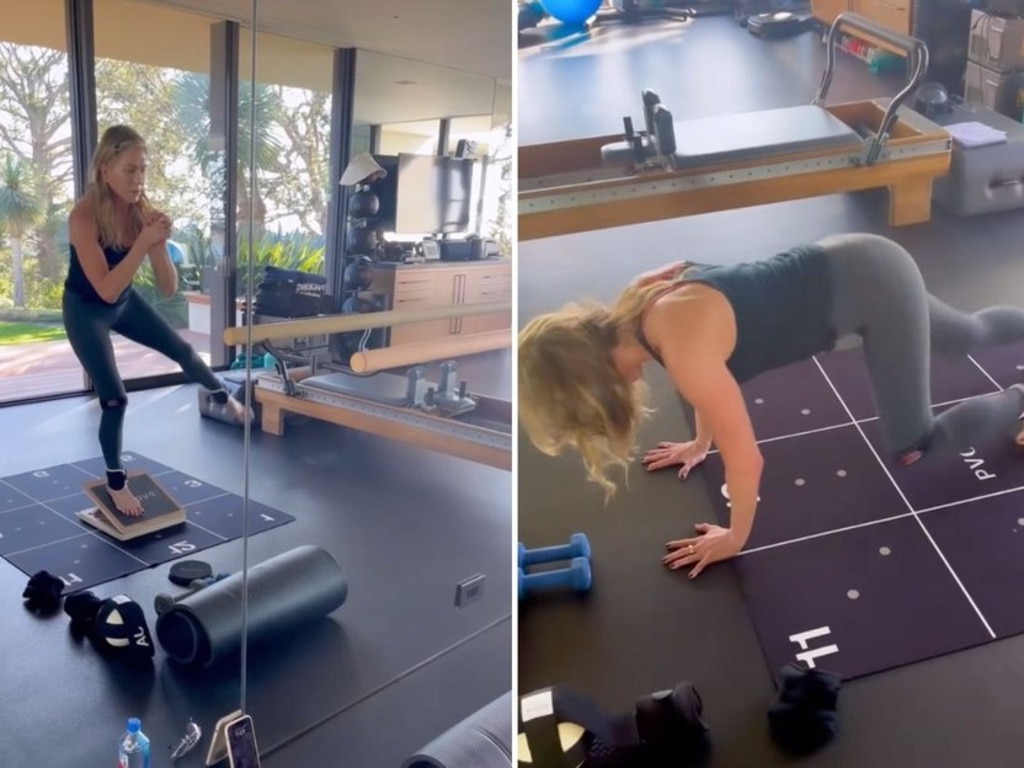 The house also has a huge gym, that Aniston uses regularly. Picture: JenniferAniston/Instagram