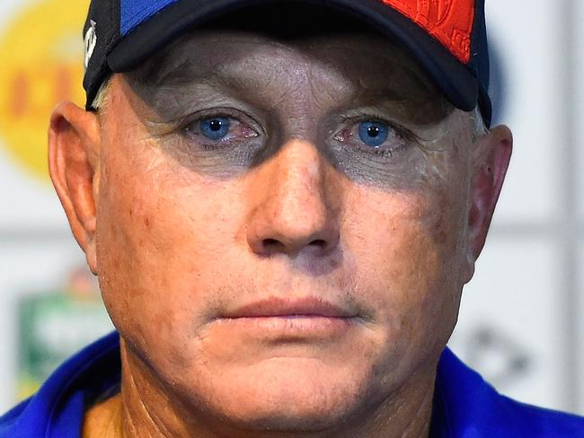 27 JULY 2015: Newcastle Knights NRL coach Rick Stone has been sacked with former player Danny Buderus taking over for the reminder of the season. TOWNSVILLE, AUSTRALIA - MARCH 14: Newcastle coach Rick Stone looks on during the post match media conference at the end of during the round two NRL match between the North Queensland Cowboys and the Newcastle Knights at 1300SMILES Stadium on March 14, 2015 in Townsville, Australia. (Photo by Ian Hitchcock/Getty Images)
