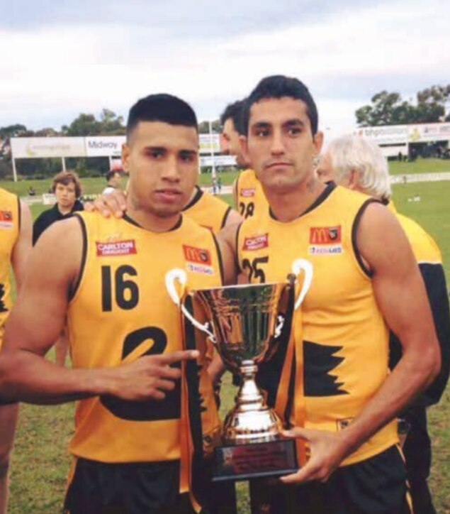 Now-AFL pair Tim Kelly and Marlion Pickett after winning a WA state game in 2015. Picture: Supplied