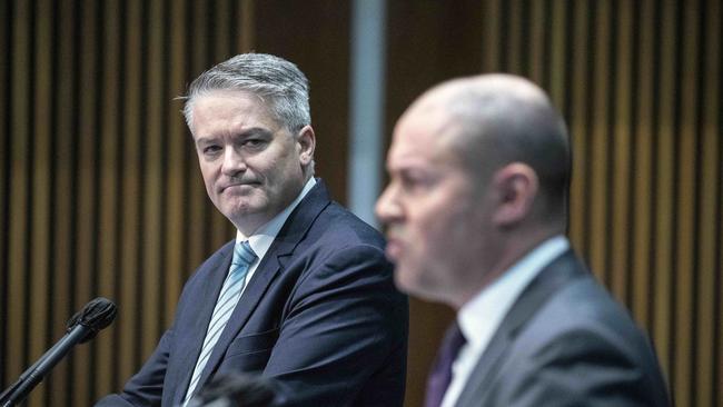 Finance Minister Mathias Cormann and Treasurer Josh Frydenberg on October 6 will present the most consequential budget in living memory. Picture: Gary Ramage