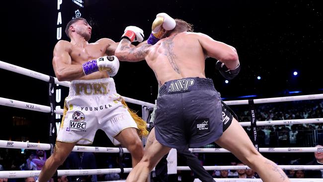 Despite a lack of pure boxing ability, the fight still entertained the masses. (Photo by Francois Nel/Getty Images)