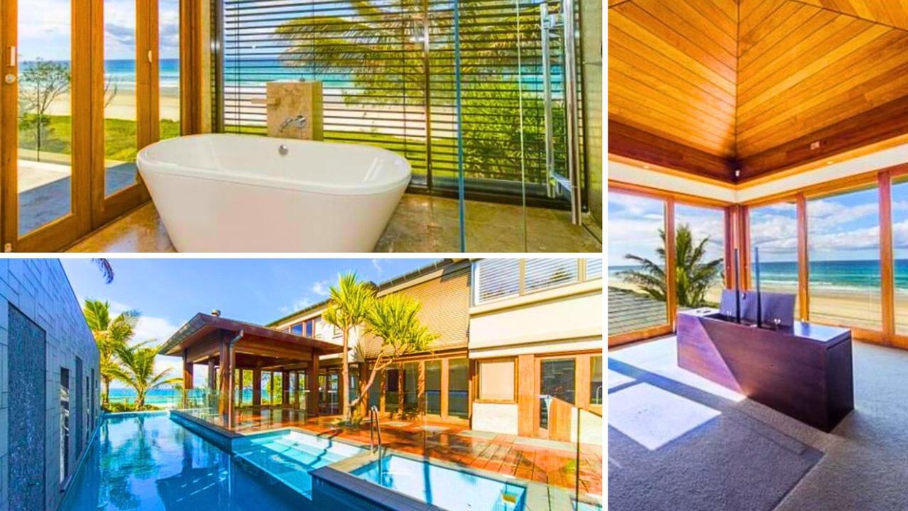 Bruce Mathieson’s Hedges Ave property at Mermaid Beach has a separate guest pavilion with its own entrance and luxury bathrooms that look out across the ocean. Pictures: News.com.au and CoreLogic