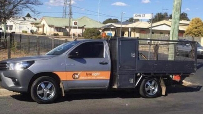 This Toyota HiLux work vehicle was stolen from TyreRight in Oakey, about 4am on May 23, 2023. It has since been recovered and two people were arrested.