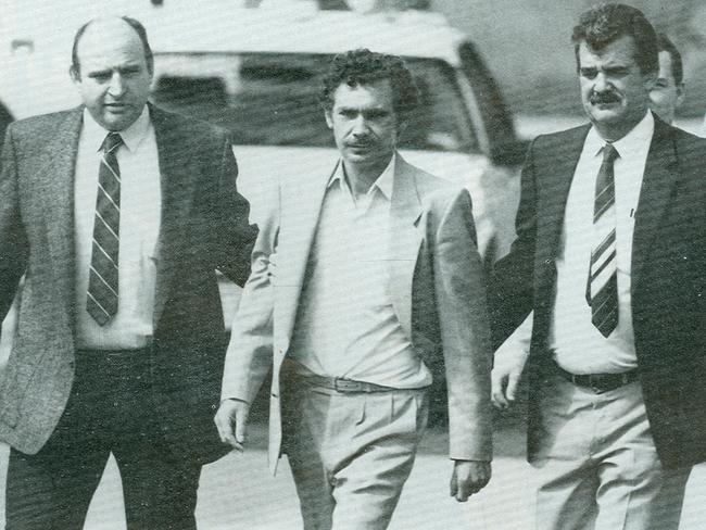 Barrie John Watts (centre) remains in prison for the rape and murder of Sian Kingi in 1987 but has made an application for parole. Picture: Australian Police Journal