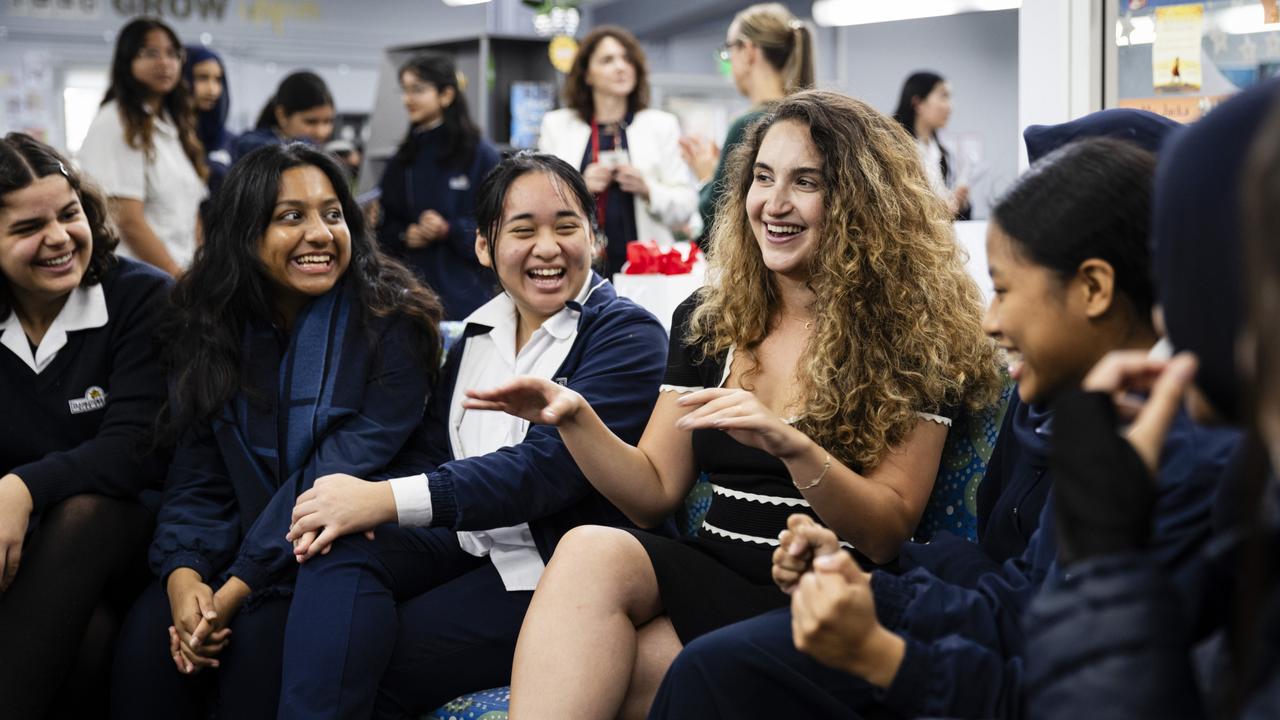 Renowned Lebanese aerospace engineer Dr Maya Nasr visited Bankstown Girls High School as part of the Future Space Program. Picture: Powerhouse Future Space Launch/Andy Roberts