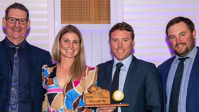 Steve and Bridget McVeigh (centre) from Loch Eaton in Dalby are nominated for the AgriRisk High Achiever award.