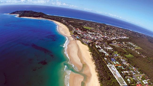 Belongil Beach, Byron Bay from the air.