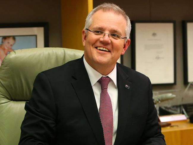 PM Scott Morrison in his old Treasurers office at Parliament House in Canberra. Picture Kym Smith