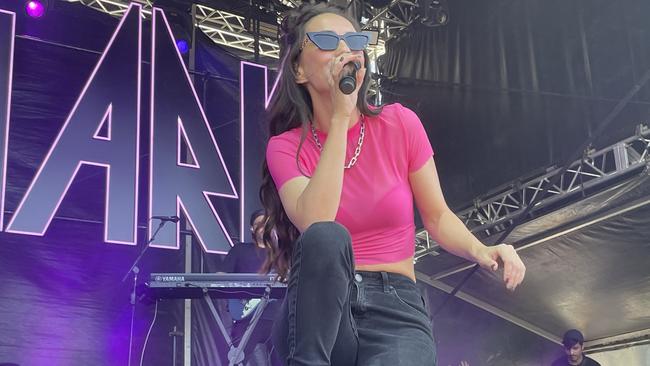 Amy Shark rocks Caribbean Gardens in Scoresby at the inaugural Hello Sunshine Festival. Picture: Kiel Egging.