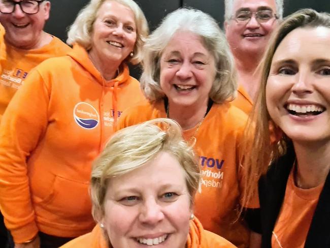 Winners are grinners … an election night "selfie" of six of the Your Northern Beaches Independent Team candidates who won a seat on Northern Beaches Council. (Left to right) Jody Williams, Ruth Robins, Sarah Grattan, Sue Heins, Nick Beaugeard and Joeline Hackman. Picture: Joeline Hackman