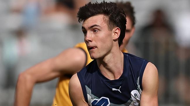 PERTH, AUSTRALIA - JUNE 23: Jagga Smith of Victoria Metro in action during the Marsh AFL National Championships match between U18 Boys Western Australia and Victoria Metro at Optus Stadium on June 23, 2024 in Perth, Australia. (Photo by Paul Kane/AFL Photos/via Getty Images)