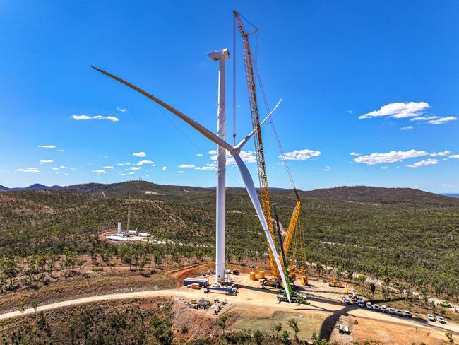 First turbine installed at Clarke Creek Wind Farm. Picture: Contributed