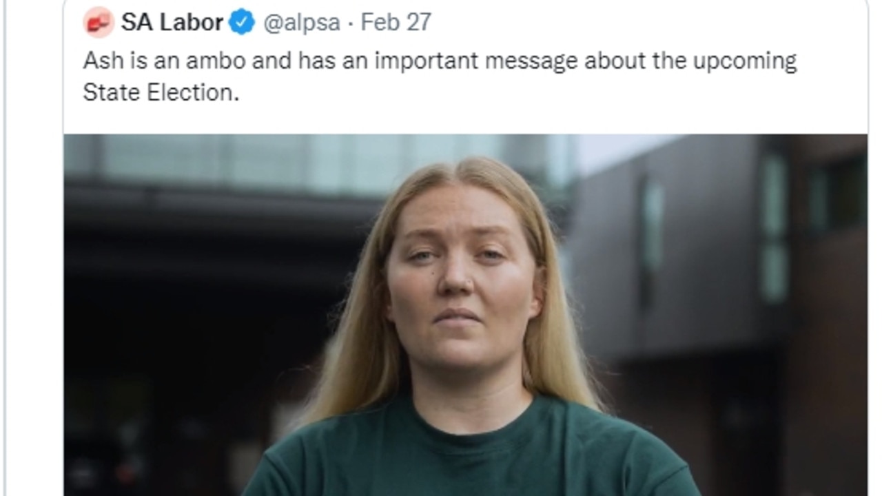 Twitter post of paramedic Ashleigh Frier, who appeared in Labor Party, campaign material.