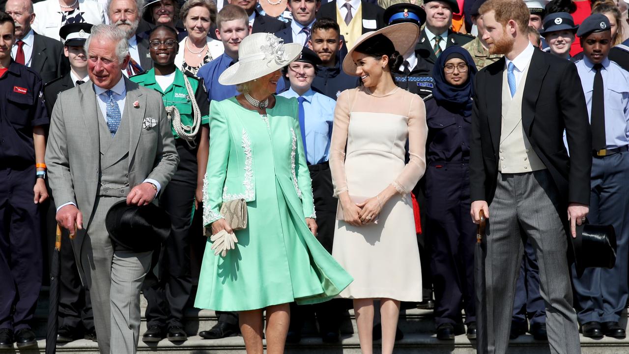 Prince Charles, Camilla Parker Bowles, Meghan Markle and Prince Harry pose with guests The Prince of Wales' 70th birthday. Picture: Chris Jackson/Chris Jackson/Getty Images.