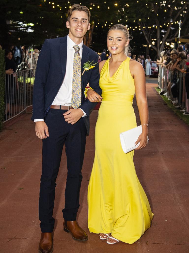 Cade Geiger and partner Emma Fels at St Mary's College formal at Picnic Point, Friday, March 24, 2023. Picture: Kevin Farmer