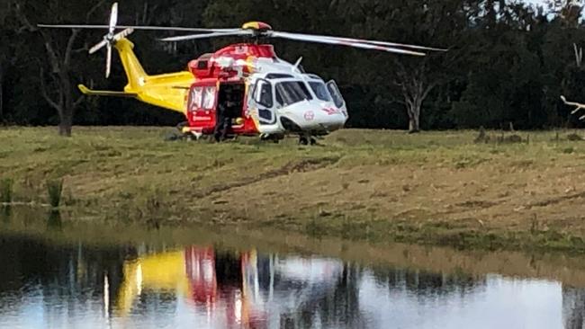 The Westpac Rescue Helicopter was tasked by NSW Ambulance to a report of person who was injured when they fell off a horse on a property at Mummulgum, at west of Casino.