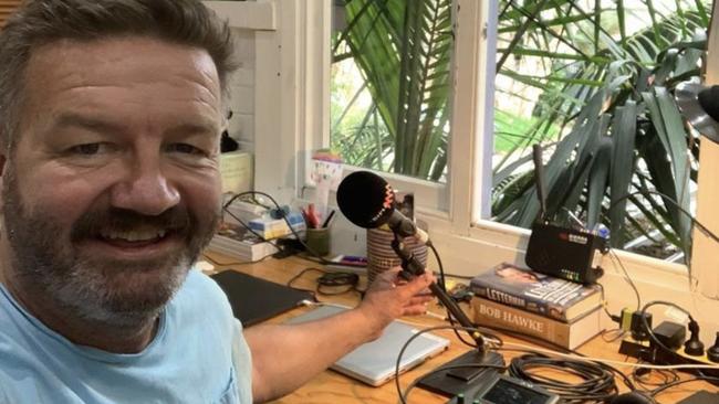 Moonman in the Morning’s Lawrence Mooney shares a glimpse of his home studio while working from home. Supplied by Triple M