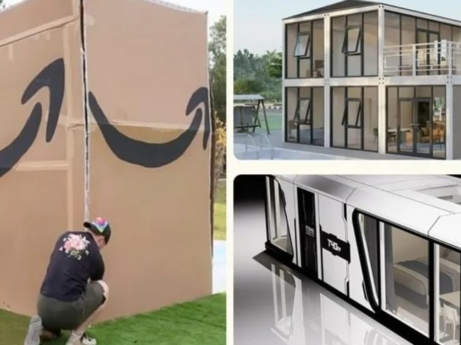 Tiny homes for sale right now. Pictures: Amazon/TikTok