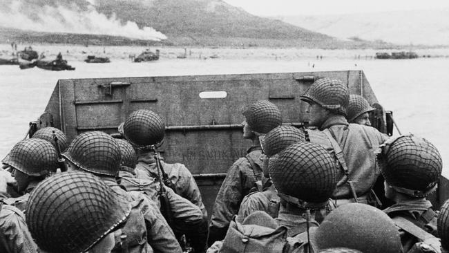 American troops in a Higgins boat at the D-Day landings in Normandy. Picture: AFP)