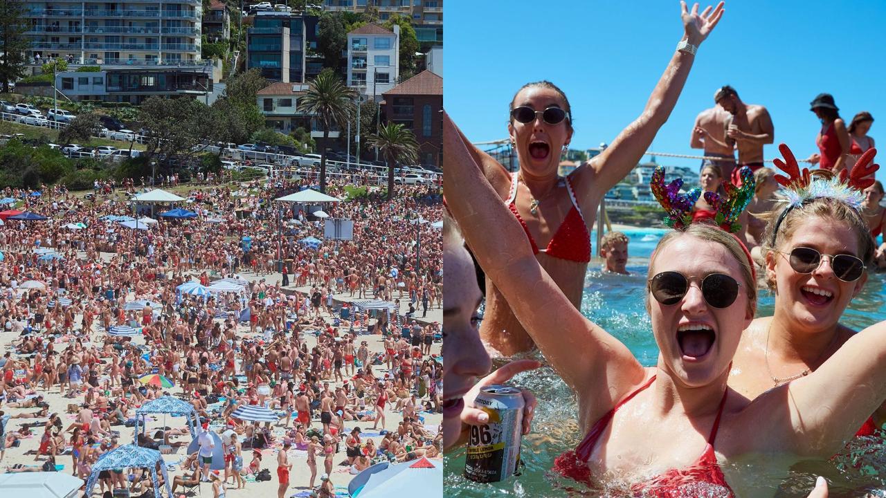 Backpackers show Sydney how to party on Bronte Beach on Christmas Day. Pictures: Flavio Brancaleone