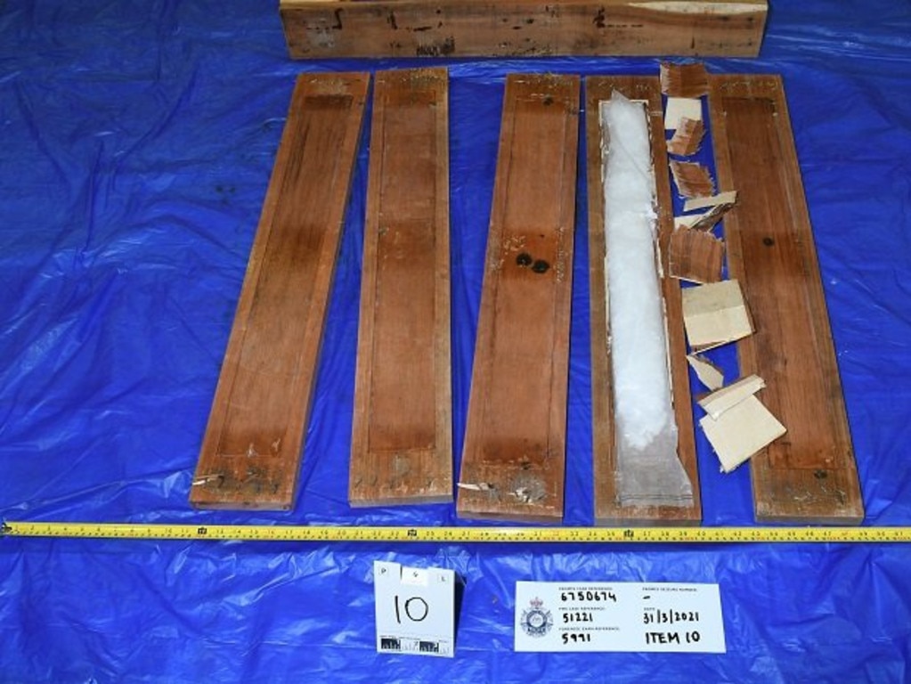 Two Sydney men were charged with allegedly importing 63 kilograms of methamphetamine hidden inside shipping pallets from Malaysia. Picture: AFP