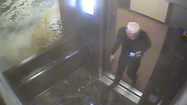 CCTV of Mr Ward during his massage scam incident in a New York hotel in 2017.