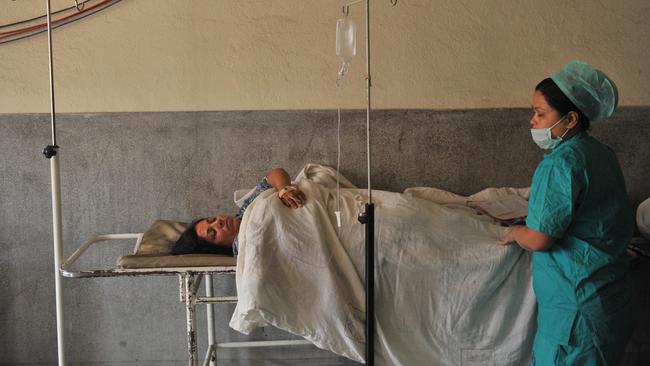 A petient at the Paropakar Maternity and Women's Hospital in Kathmandu. Picture: Evan Morgan