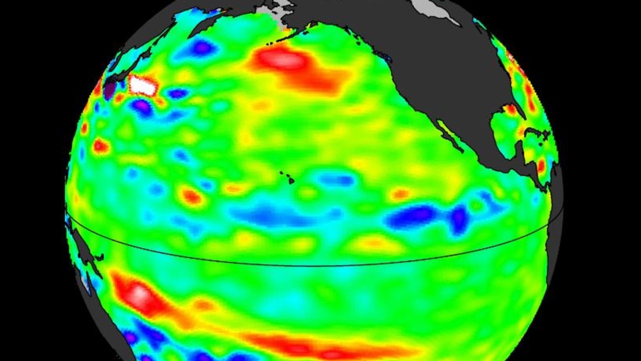 An Ocean Surface Topography Mission/Jason-2 satellite image of the Pacific Ocean. Picture: NASA