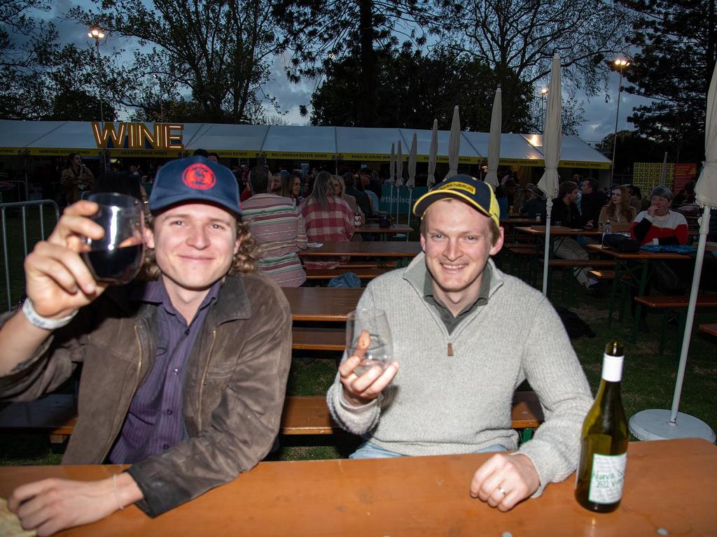 Zachariah Maxwell (left) and Riley O'Shannessy. Festival of Food and Wine, Queens Park, Toowoomba Carnival of Flowers. Friday September 9, 2022 Picture: Bev Lacey