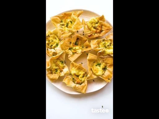 Mini filo cheese quiches