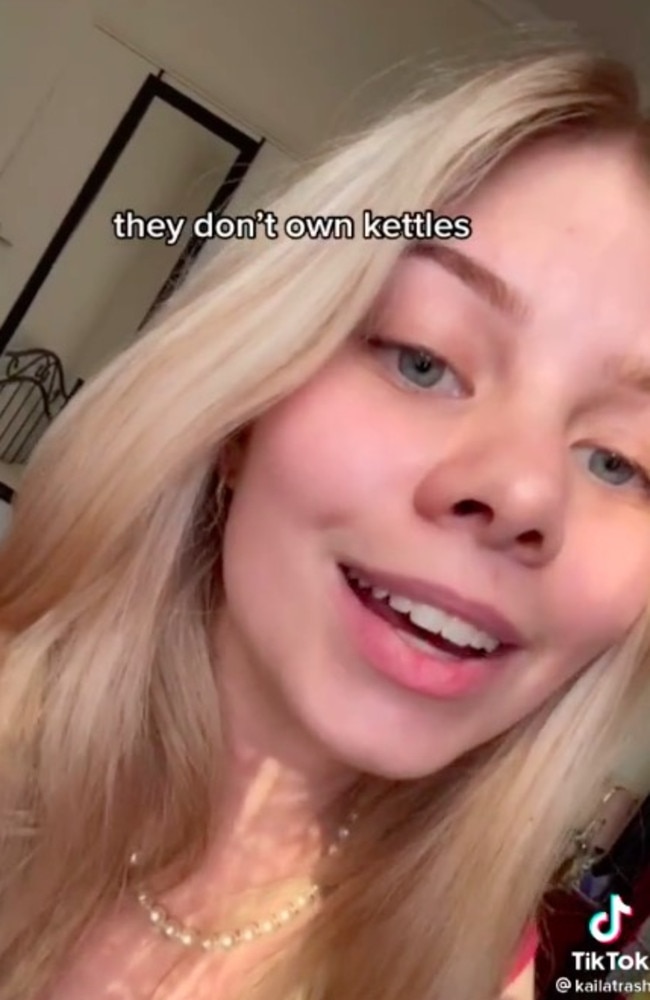 This Aussie teen was baffled by the fact that Americans don't have kettles. Picture: TikTok.