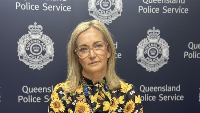 Detective Inspector Emma Novosel speaking about the death of a 24-year-old Gregory River man in the Whitsundays on Wednesday, July 19, 2023. Picture: Heidi Petith