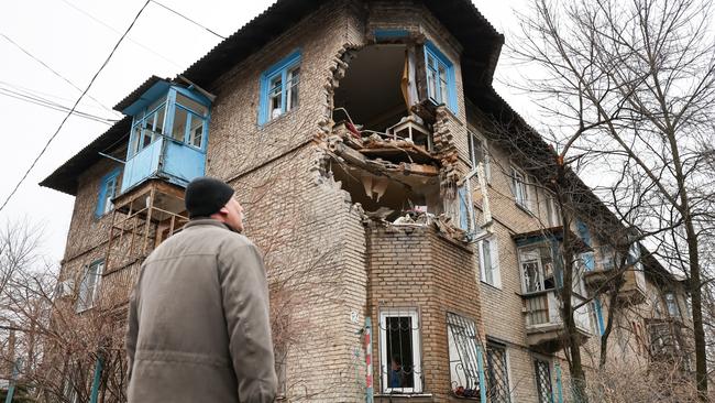 A damaged building in Mironova Street in Donets. Picture: TASS