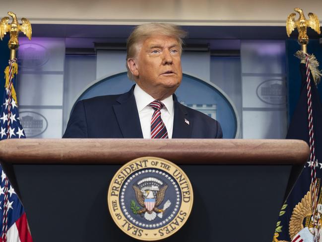 President Donald Trump speaking during a news conference in Washington on Thursday. Picture: Bloomberg via Getty Images