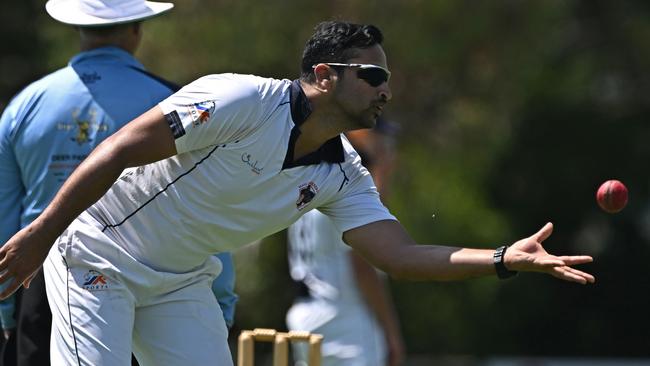 Haig FawnkerÃs Vaibhav during the VTCA Haig Fawnker v Aberfeldie cricket match in Fawkner, Saturday, Jan. 14, 2023.Picture: Andy Brownbill