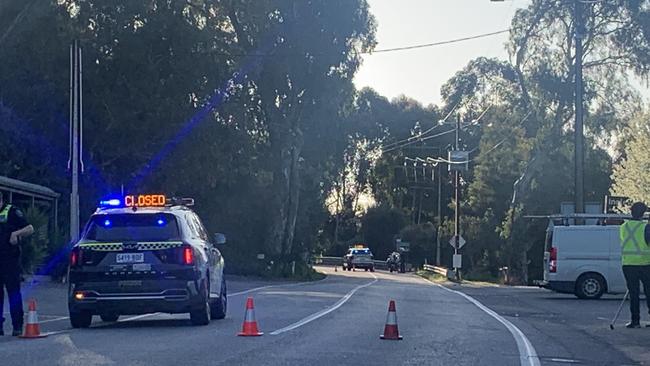 Police at the scene of the accident at Inglewood. Picture: George Yankovich